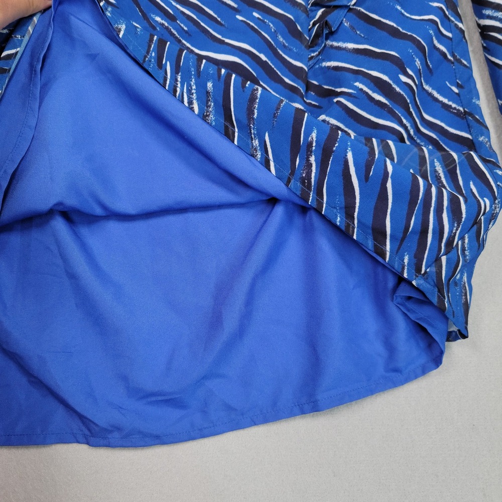 Steve Madden Womens Mock Neck Chiffon Top Blue Zebra Print Ruffle XL NWT - Picture 7 of 13